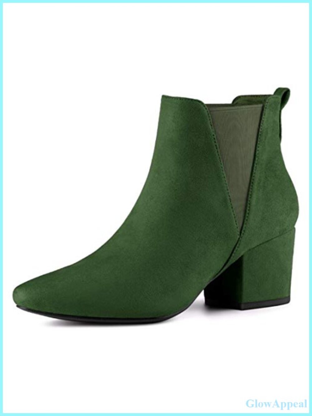 Faux Suede Pointed Toe Block Heel Chelsea Ankle Boots